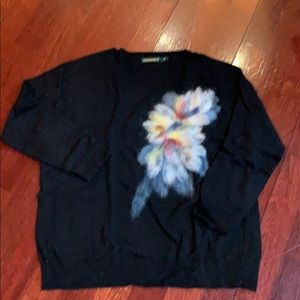 Black sweater with abstract floral design